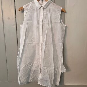 Sleeveless White Button-Up Blouse